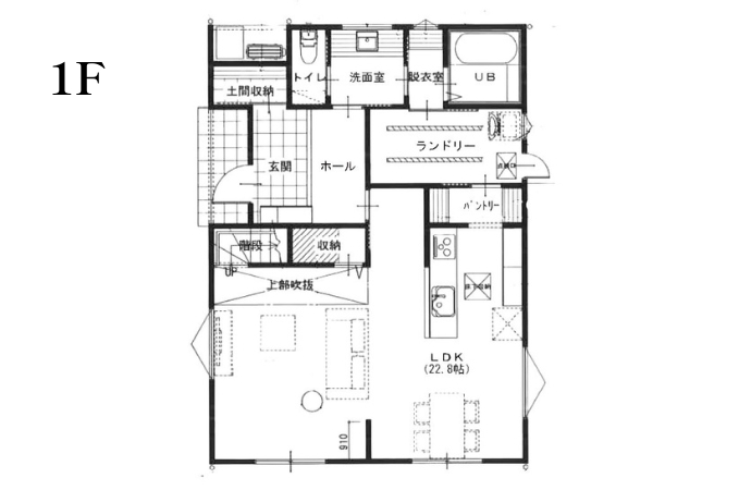 【新居浜市外山町】◆42坪 4LDK・吹抜・家事動線◆の間取り図
