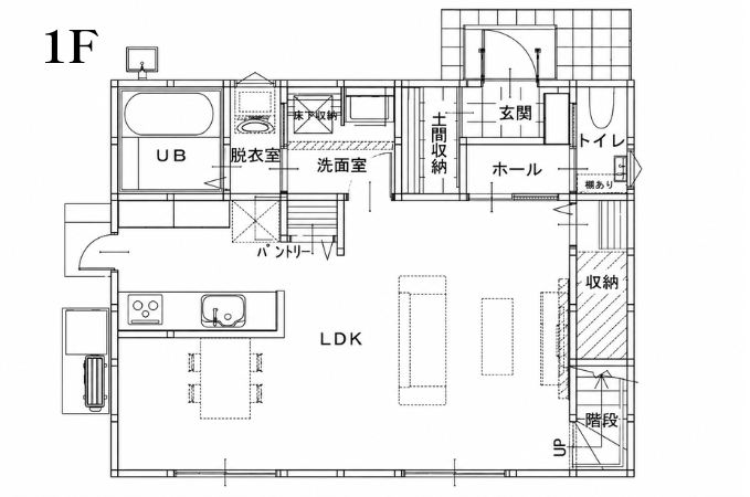 【伊予市下吾川】◆40坪 4LDK・吹抜×回遊動線◆の間取り図
