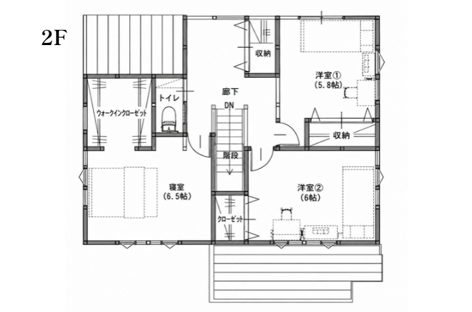 【大洲市徳森】 ◆34坪3LDK・20帖LDK×回遊動線◆の間取り図