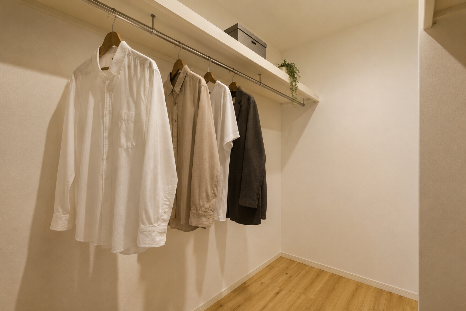 衣類が見渡しやすく取り出しやすい、大容量のWIC