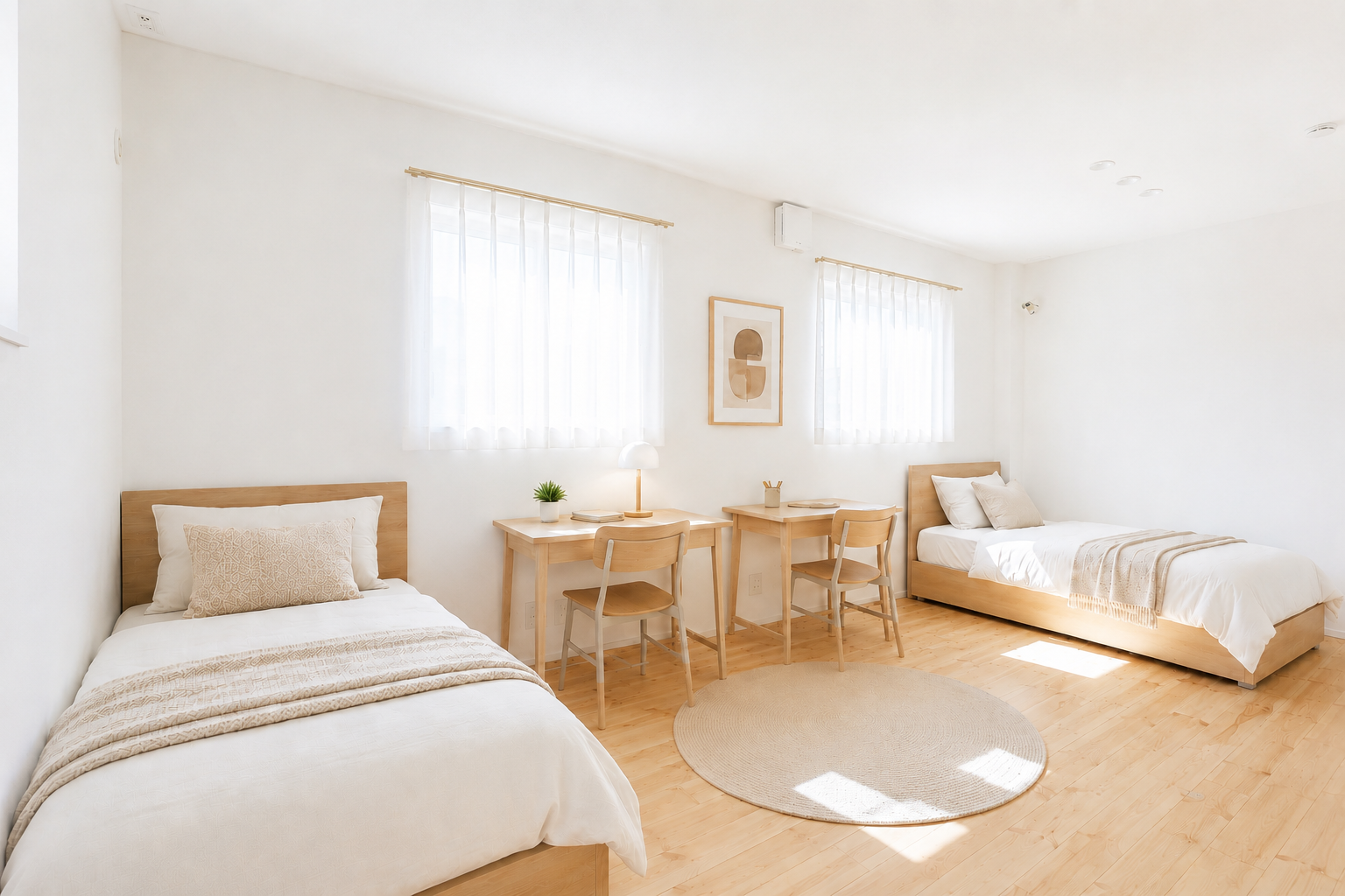 やわらかな自然光と木の温もりに満ちた、心地よい子供部屋